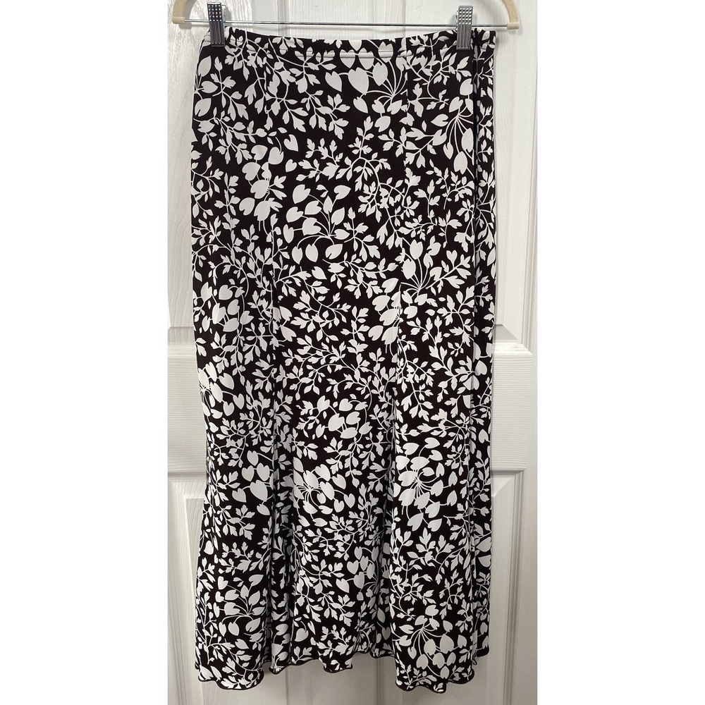 Pantology Womens Long‎ Y2K BoHo Brown&White Floral Stretchy Skirt Sz. PS